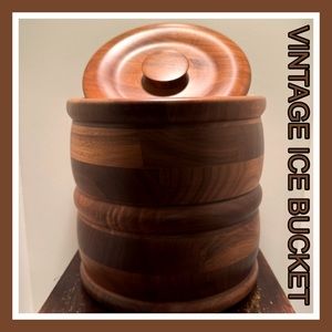 VINTAGE SOLID WALNUT ICE BUCKET - MID-CENTURY by KUSTOM KRAFT